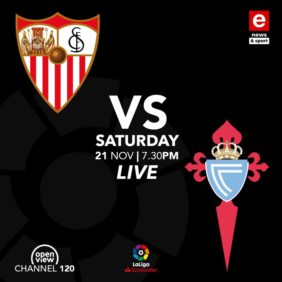 LIVE Sevilla FC - RC Celta de Vigo. Today on Openview channel 120